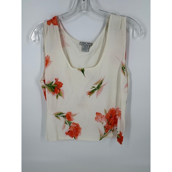 Alberto Makali XL Floral Print Sleeveless Top Rayon Blend Tank Blouse - Picture 1 of 6